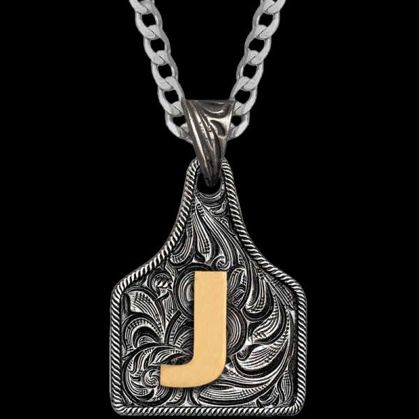Medium Initial Cow Tag Necklace 
